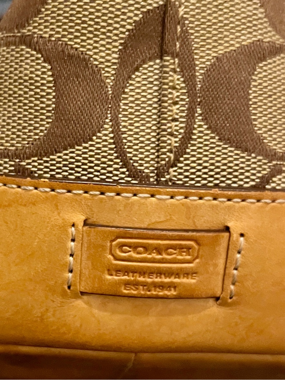 Coach Brown and Tan Signature Canvas Tote - Picture 6 of 9
